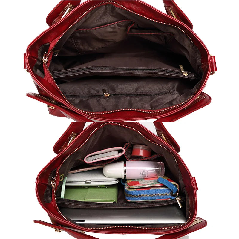 Bolsa de Ombro de Couro Genuíno Fanny