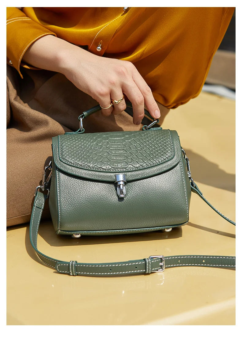 Bolsa de Ombro e Transversal de Couro Croco