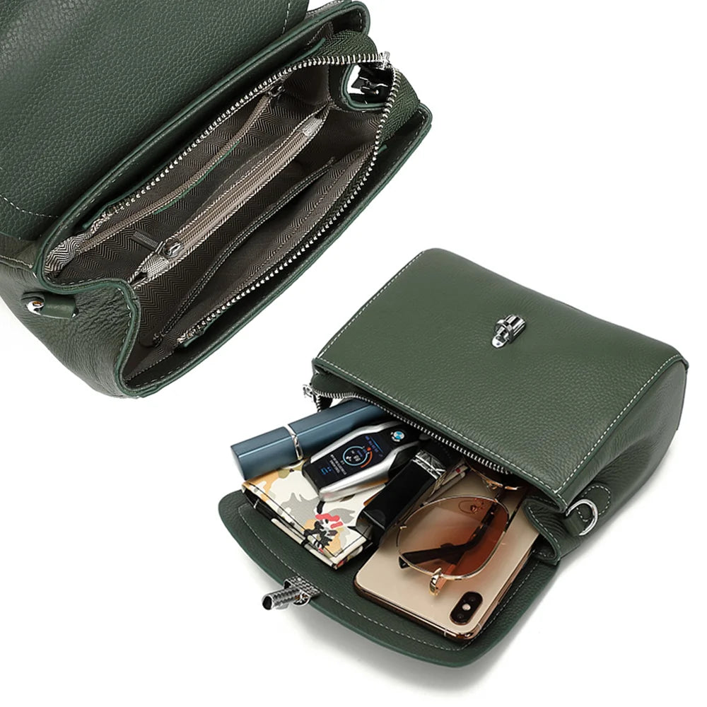 Bolsa de Ombro e Transversal de Couro Croco