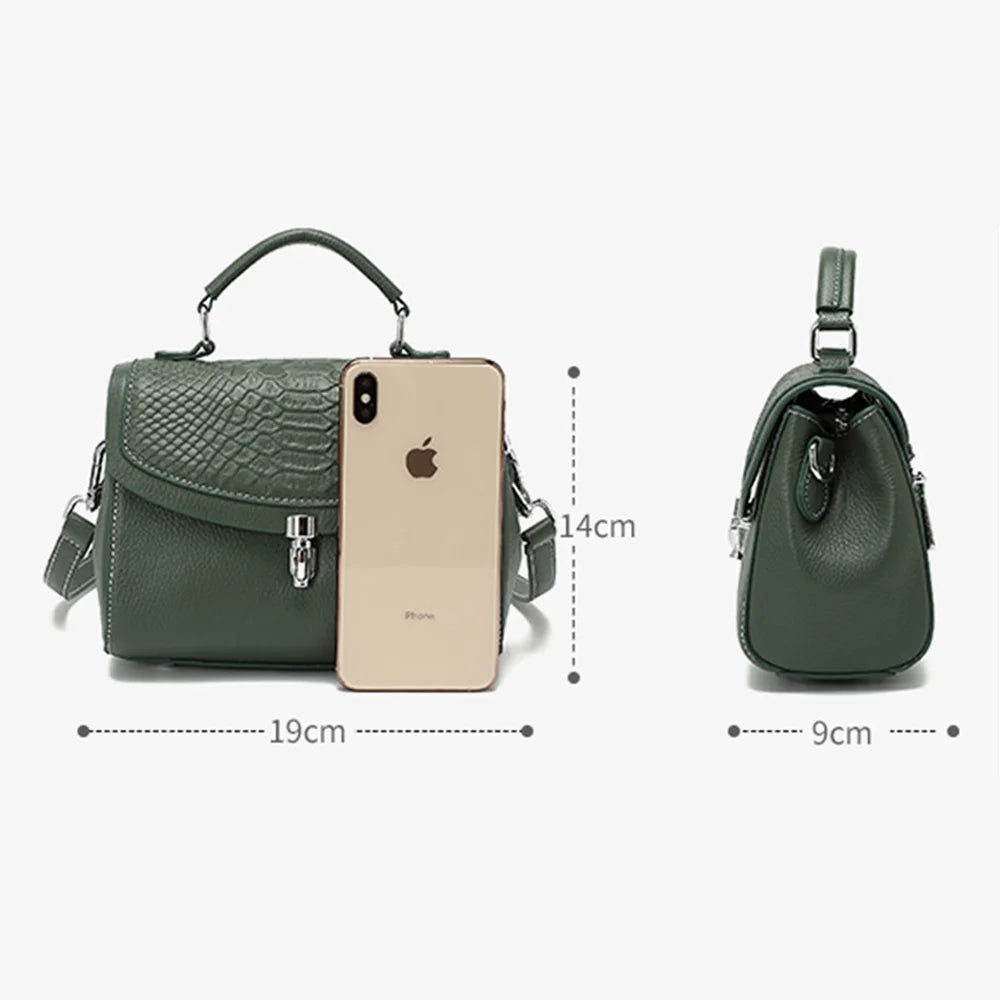 Bolsa de Ombro e Transversal de Couro Croco