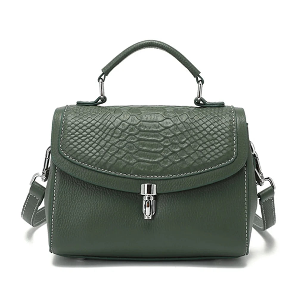 Bolsa de Ombro e Transversal de Couro Croco