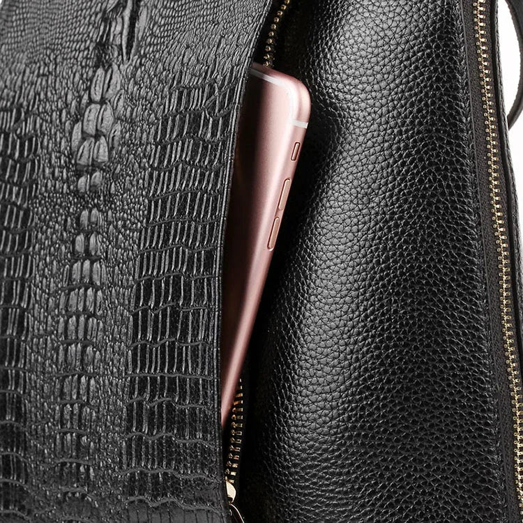 Mochila Feminina de Couro Genuíno Geneviève