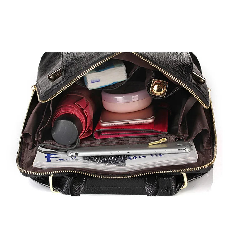 Mochila Feminina de Couro Genuíno Geneviève