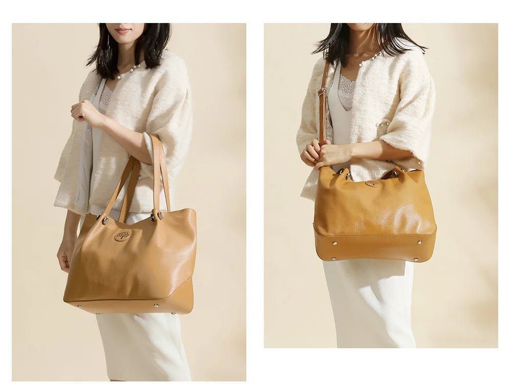 Bolsa Tote de Couro Genuíno Helena