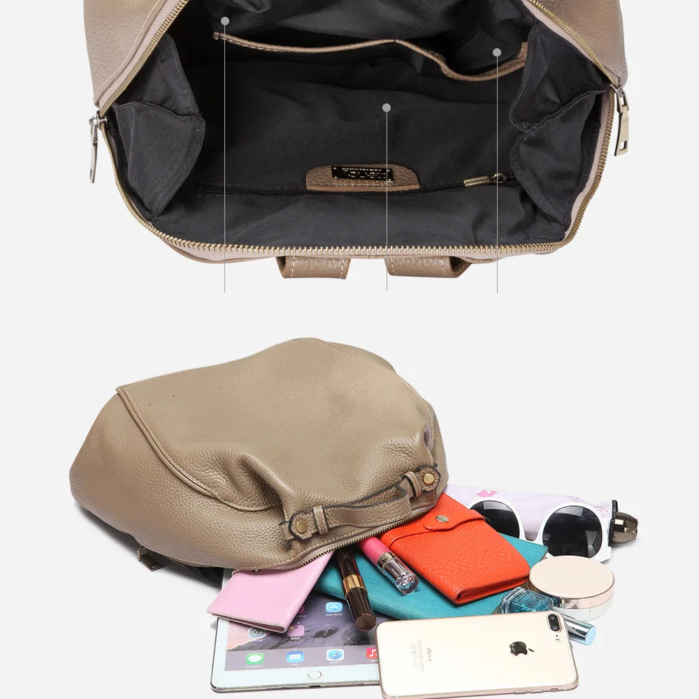 Mochila Feminina Elegante de Couro Genuíno Sofia