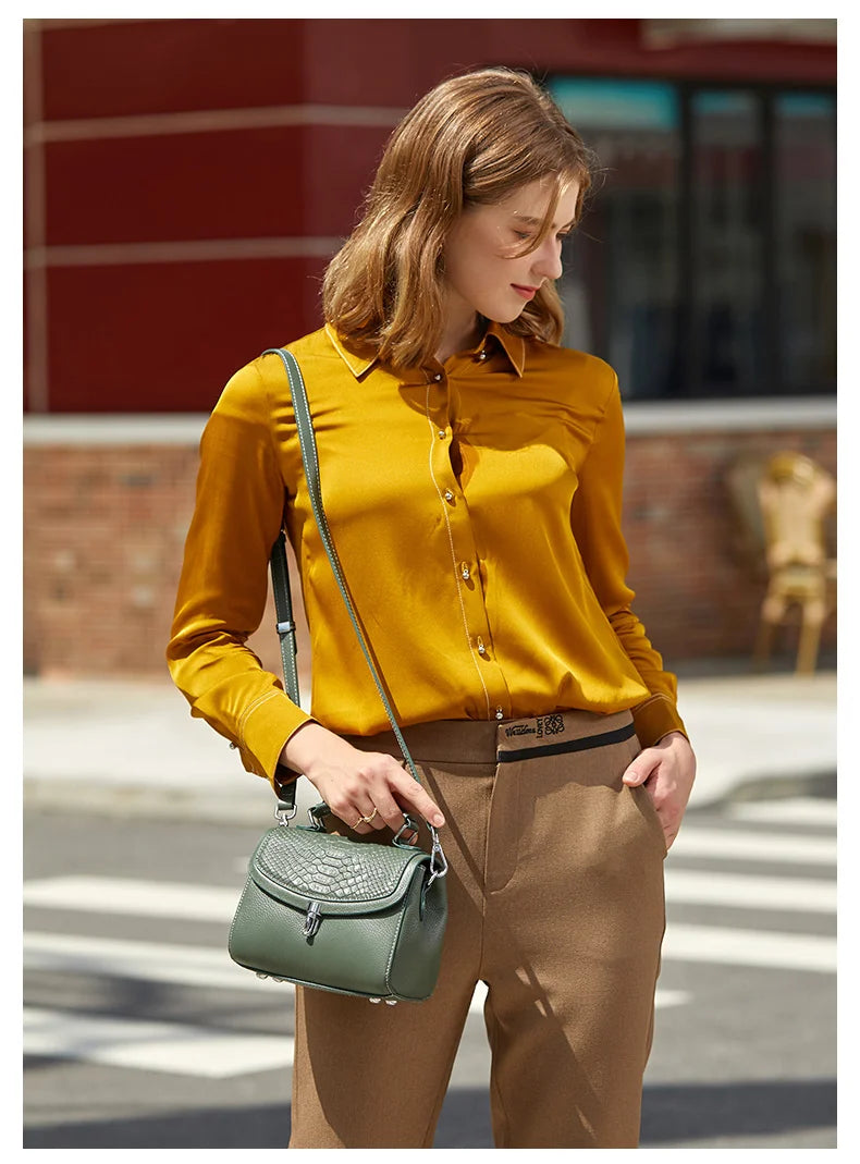 Bolsa de Ombro e Transversal de Couro Croco