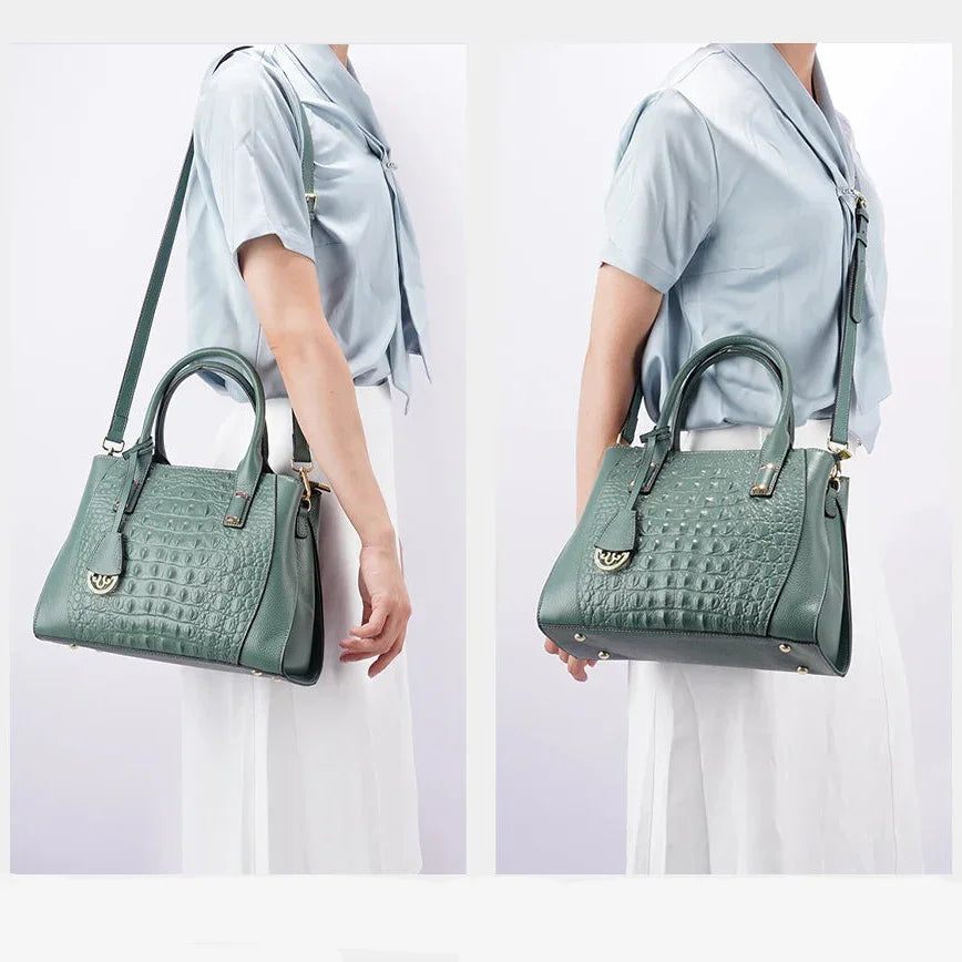 Bolsa Transversal de Couro Genuíno Jade