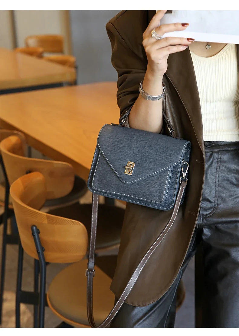 Bolsa de Ombro de Couro Genuíno Kyoto