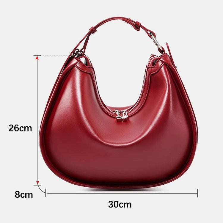 Bolsa Hobo de Couro Genuíno Valentina