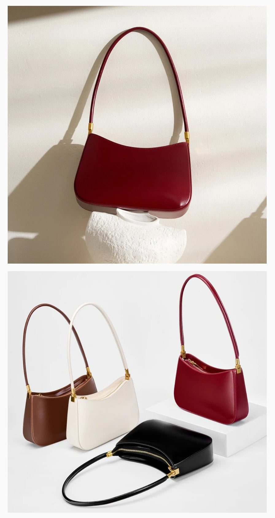 Bolsa de Ombro de Couro Rubis