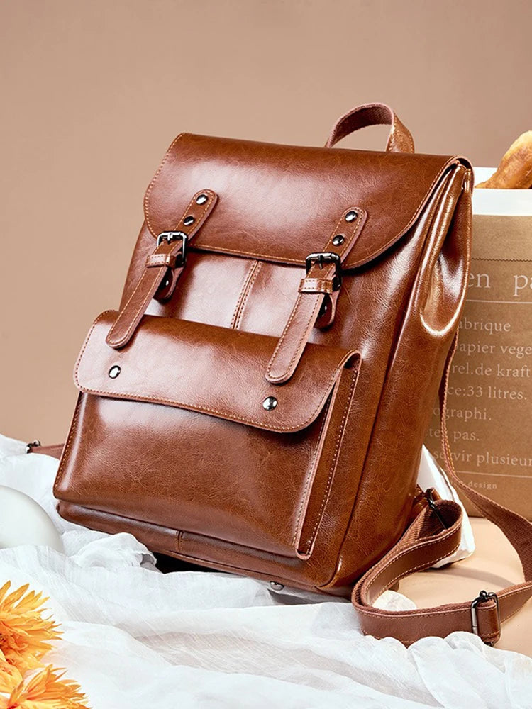 Mochila Feminina de Couro Genuíno Eleanor