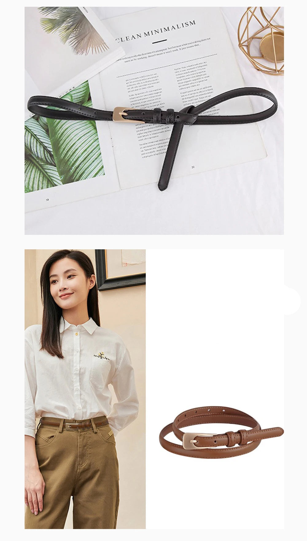 Cinto Feminino de Couro Alba