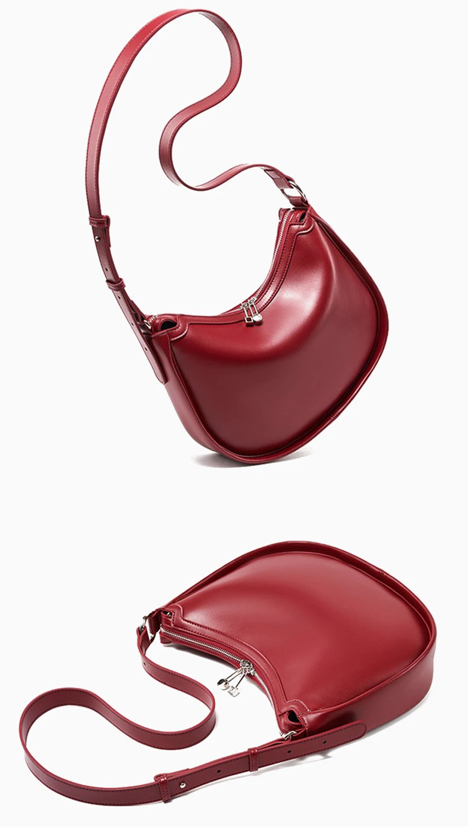 Bolsa Hobo de Couro Genuíno Valentina