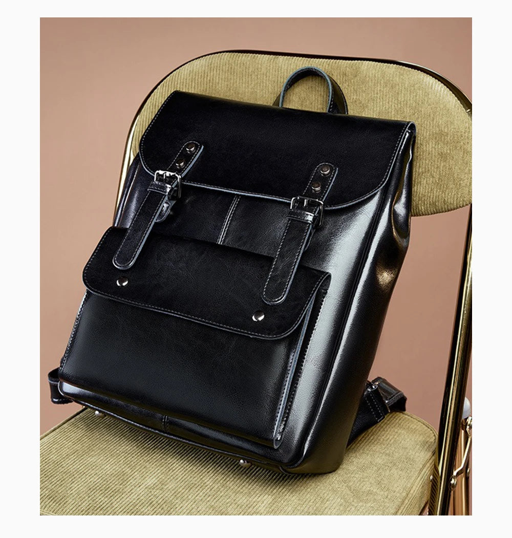 Mochila Feminina de Couro Genuíno Eleanor