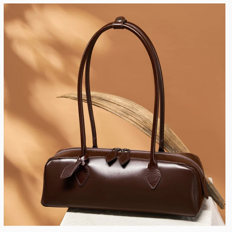 Bolsa Baguete de Couro Genuíno Eloise