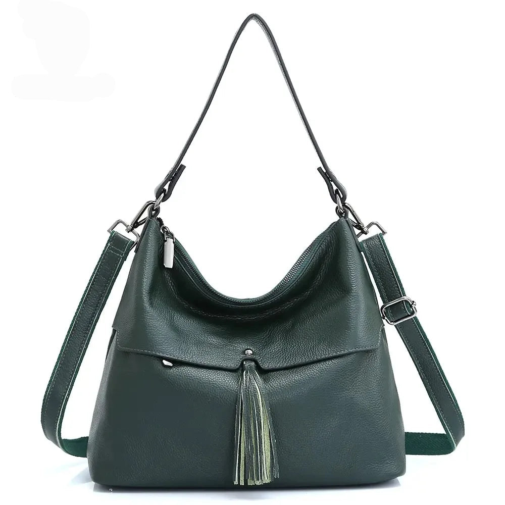 Bolsa de Ombro de Couro Genuíno Delphine