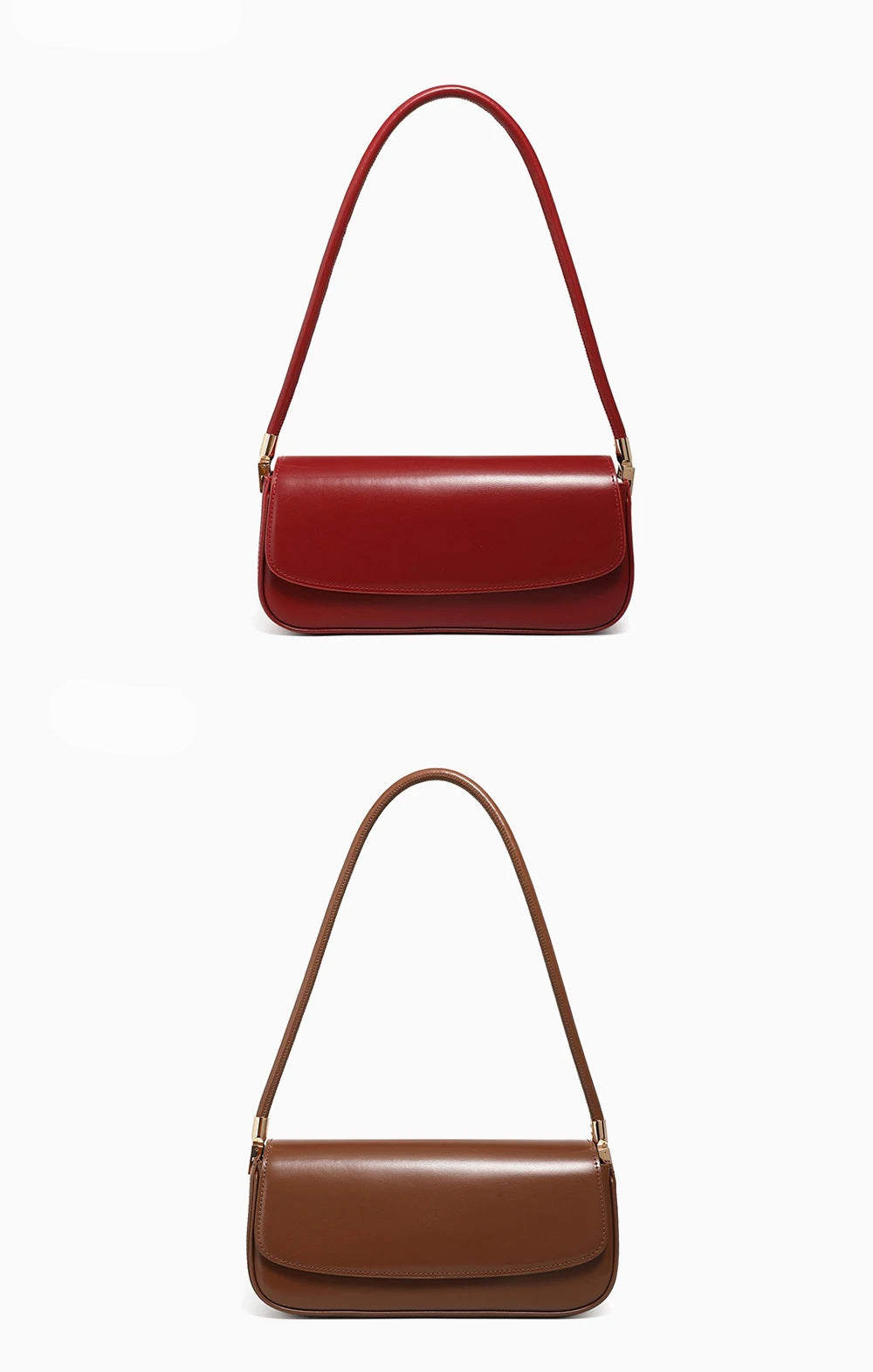 Bolsa Baguete de Couro Borgonha