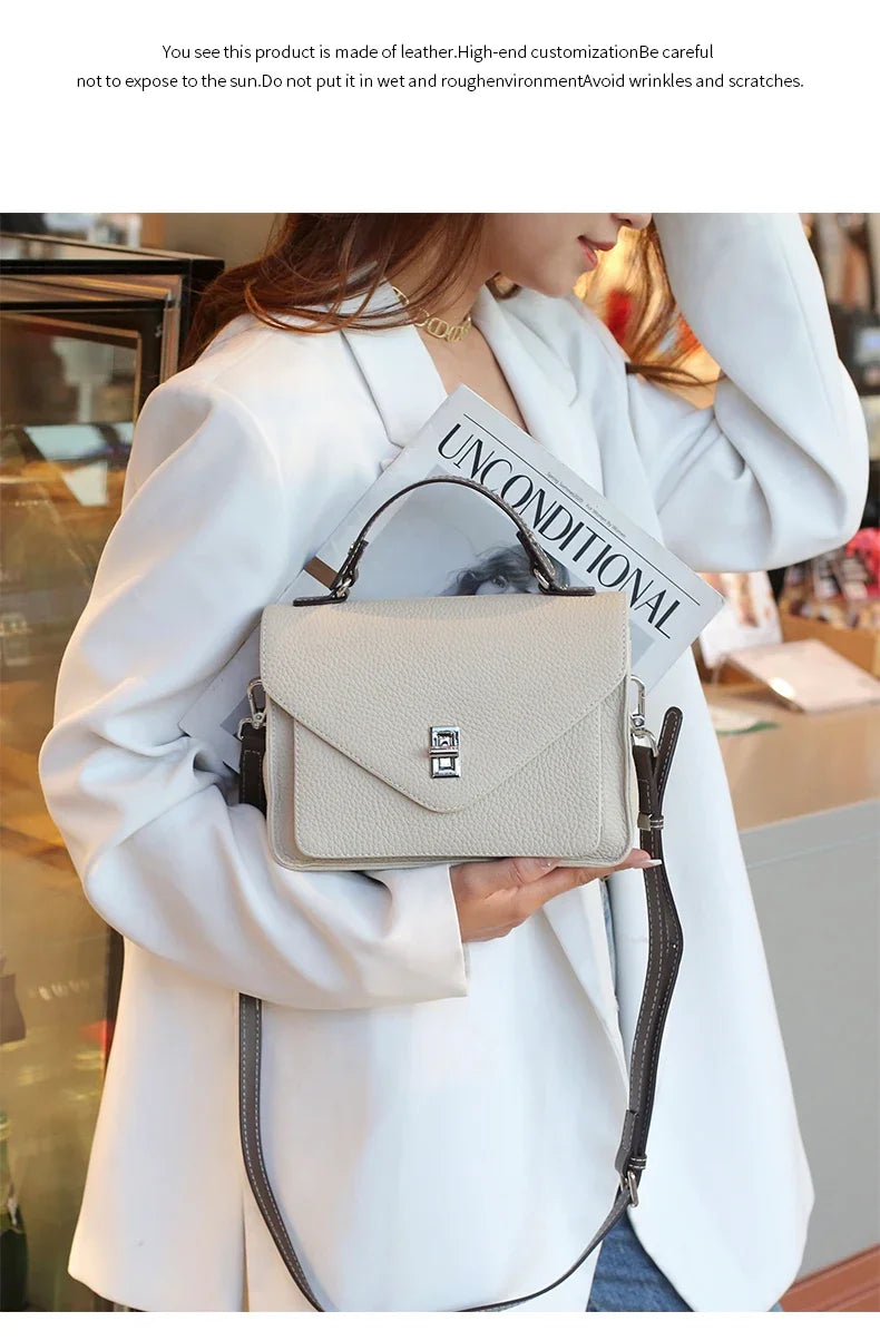 Bolsa de Ombro de Couro Genuíno Kyoto