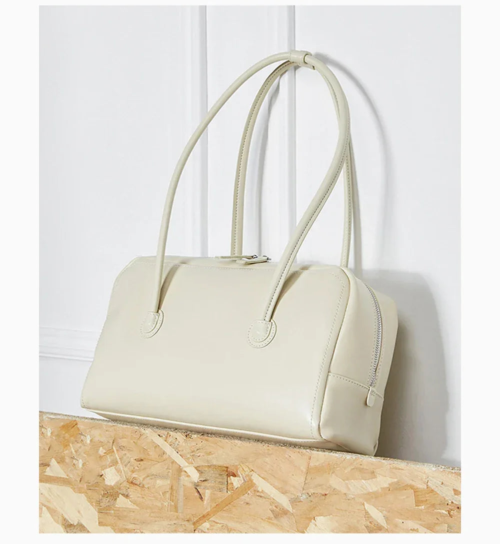 Bolsa de Ombro de Couro Genuíno Boston