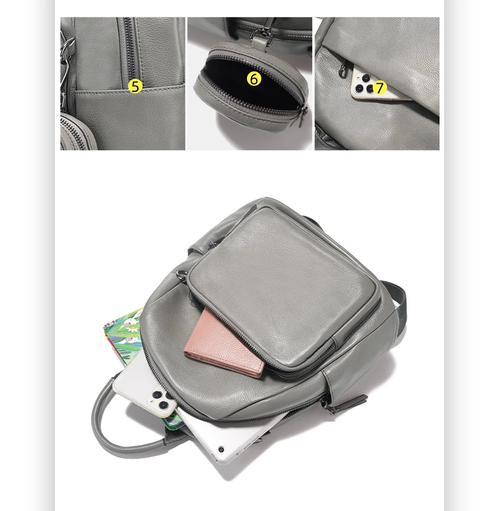 Mochila Feminina de Couro Genuíno Antonella