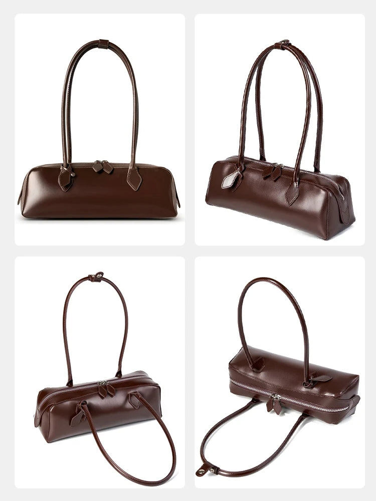 Bolsa Baguete de Couro Genuíno Eloise