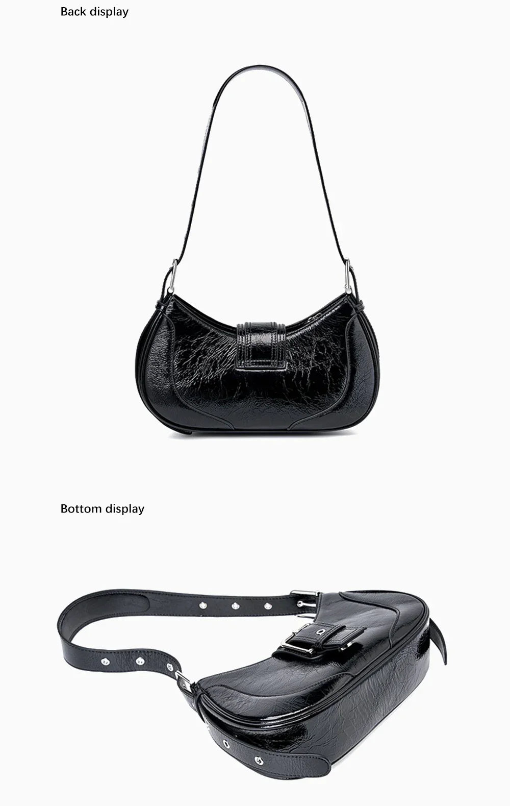 Bolsa de Ombro de Couro Elegante | Shoulder Bags | Cores variadas | Detalhe 5 | Vivièn