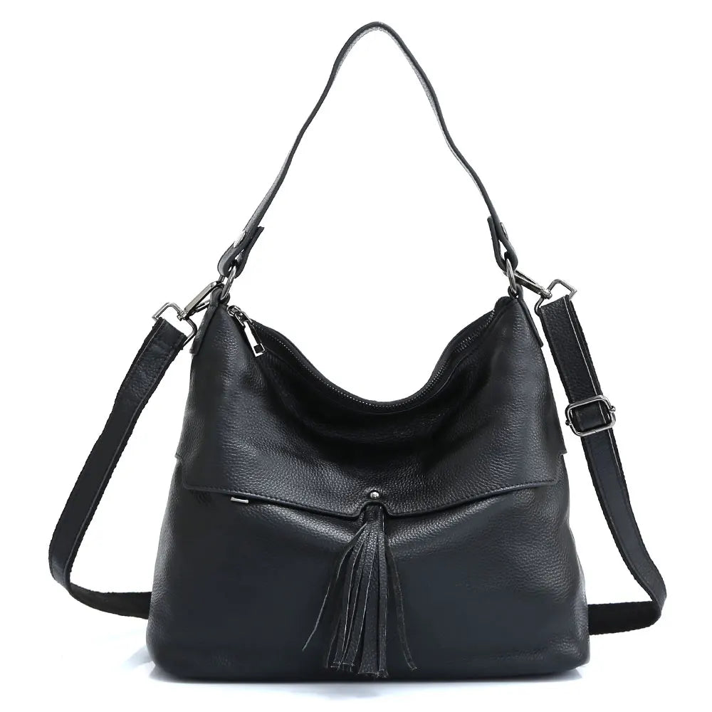 Bolsa de Ombro de Couro Genuíno Delphine | Bucket Bags | Cores variadas | Detalhe 1 | Vivièn
