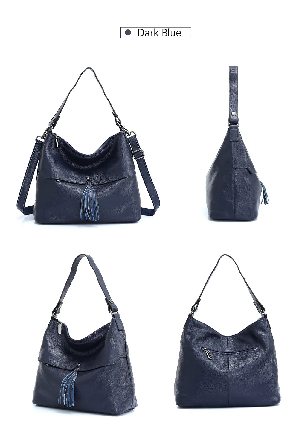 Bolsa de Ombro de Couro Genuíno Delphine | Bucket Bags | Cores variadas | Detalhe 4 | Vivièn