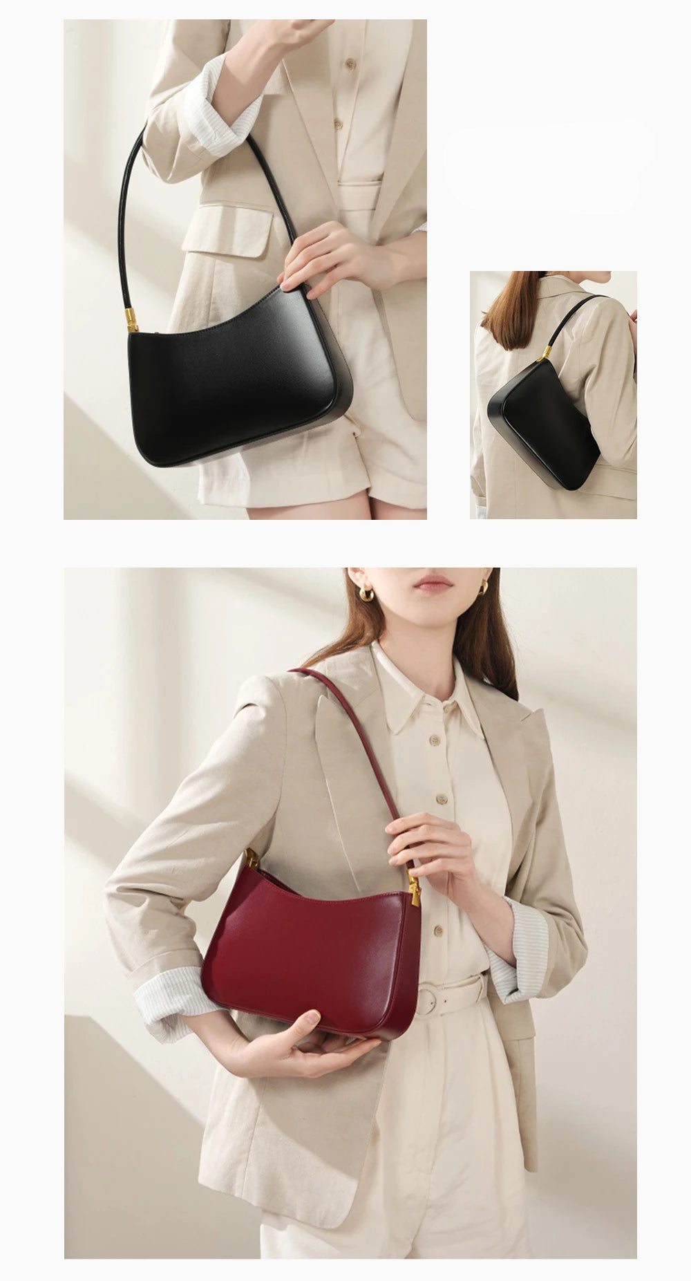 Bolsa de Ombro de Couro Rubis | Shoulder Bags | Cores variadas | Detalhe 3 | Vivièn