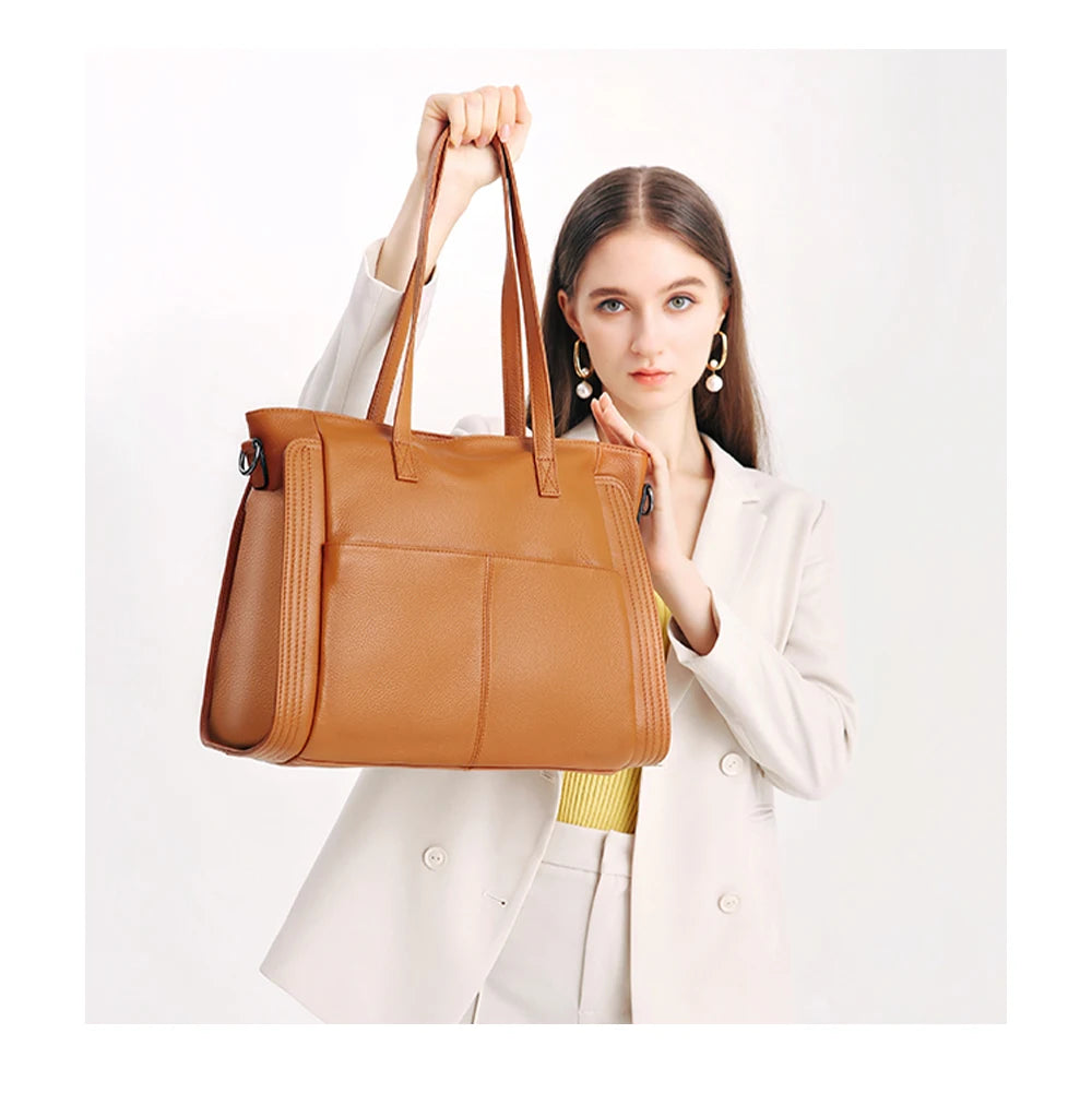 Bolsa Tote de Couro Genuíno Château | Bucket Bags | Cores variadas | Detalhe 1 | Vivièn