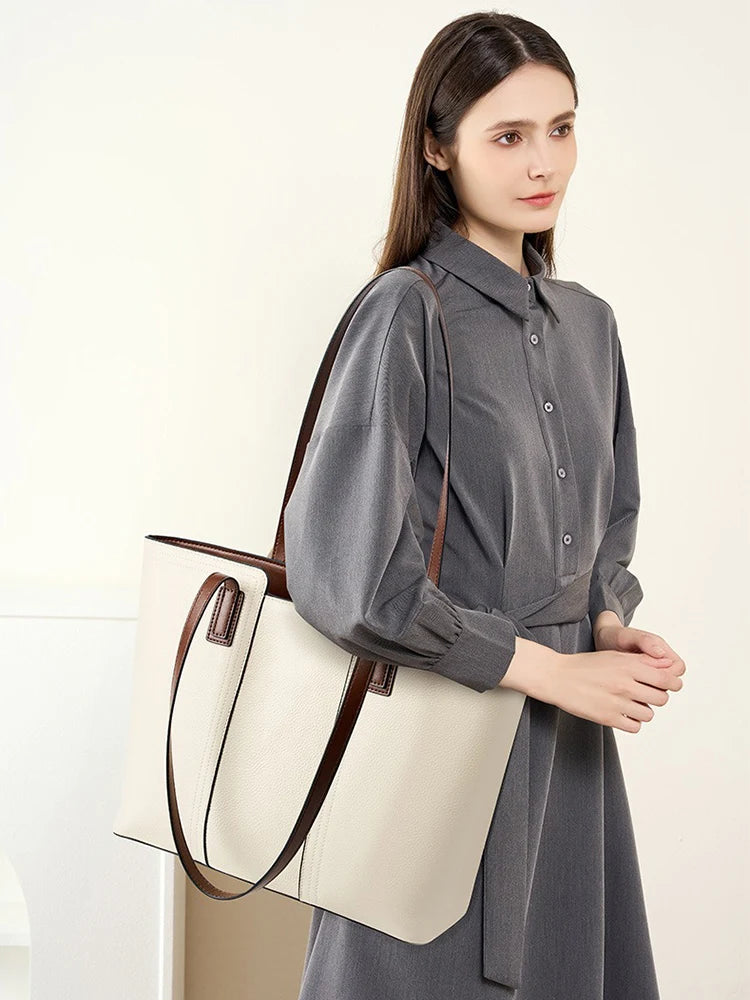 Bolsa Tote de Couro Genuíno Estella | Bucket Bags | Cores variadas | Detalhe 1 | Vivièn