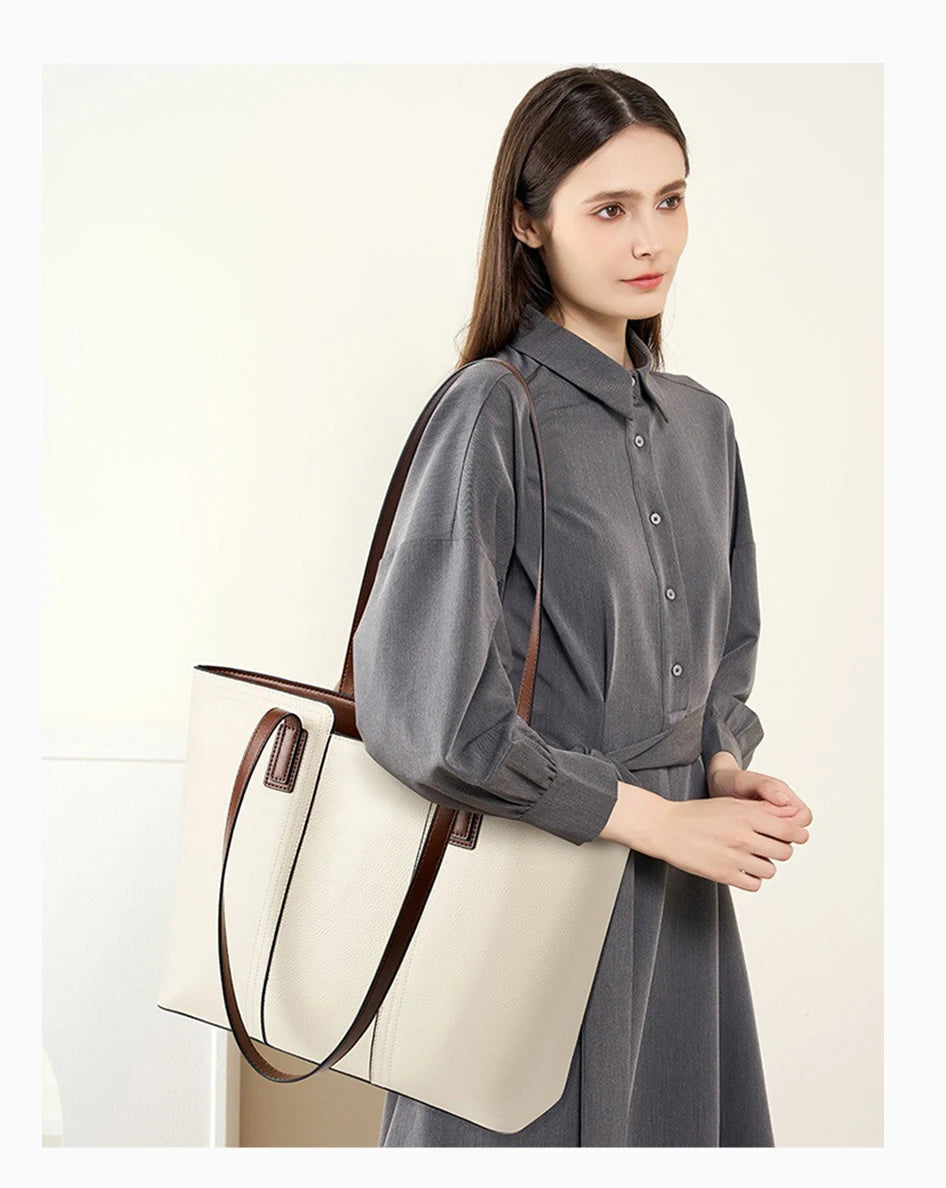 Bolsa Tote de Couro Genuíno Estella | Bucket Bags | Cores variadas | Detalhe 2 | Vivièn