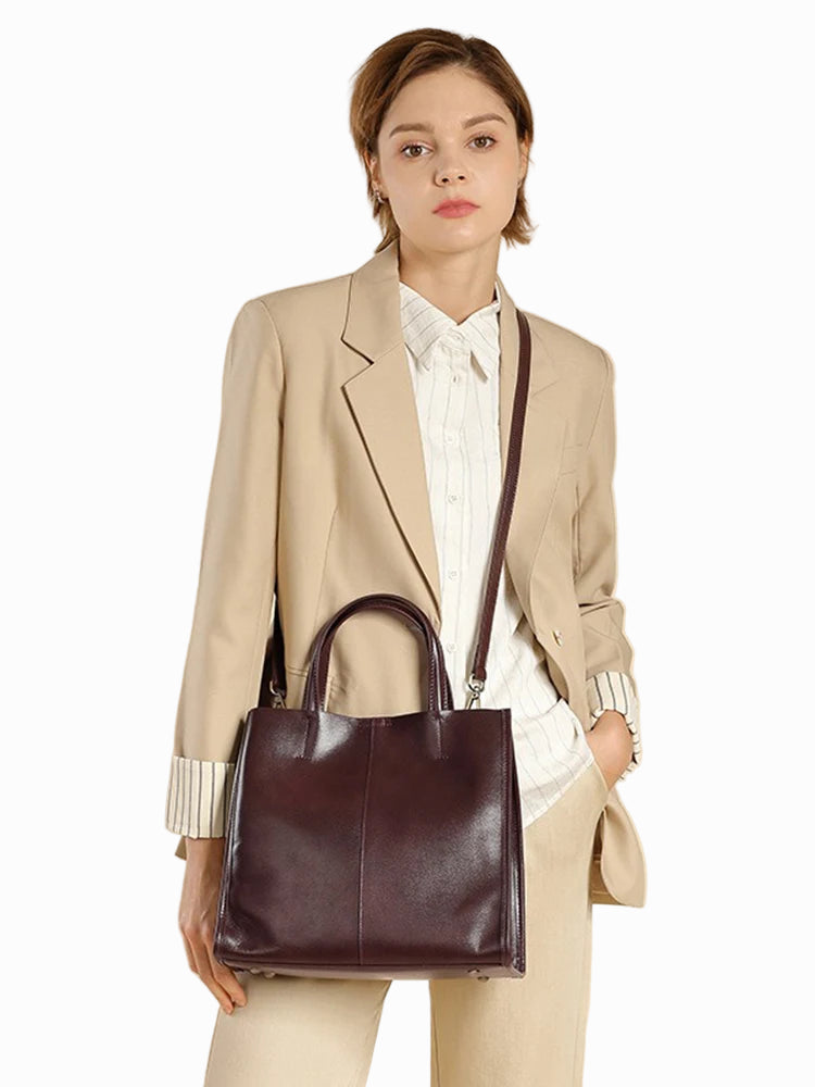 Bolsa Tote de Couro Genuíno Viola | Bucket Bags | Cores variadas | Costas | Vivièn