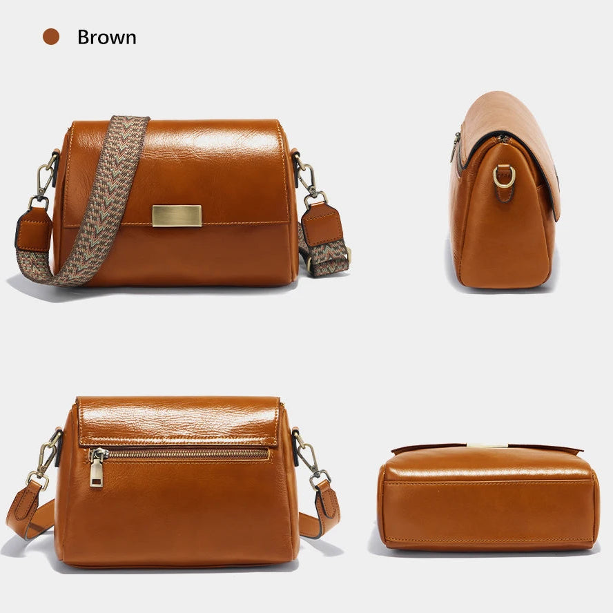 Bolsa Transversal de Couro Genuíno Zency | Cross Body Bags | Cores variadas | Costas | Vivièn