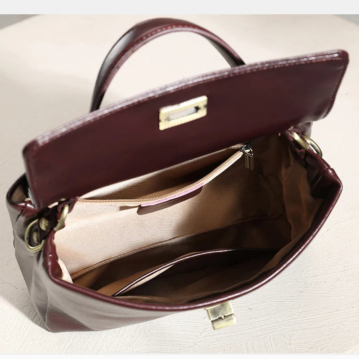 Interior e compartimentos da Bolsa Victoire vinho | Vivièn