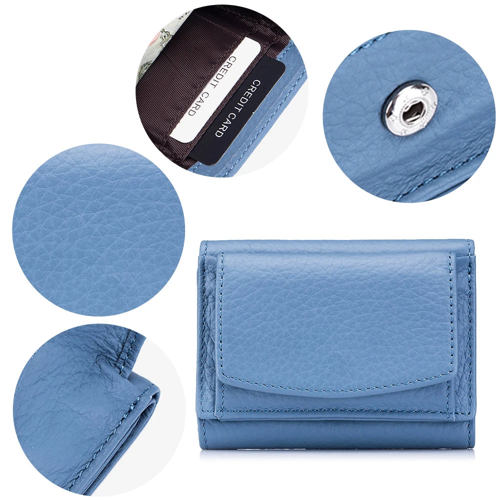 Carteira Feminina de Couro Genuíno Elora | Wallets | Cores variadas | Detalhe 1 | Vivièn
