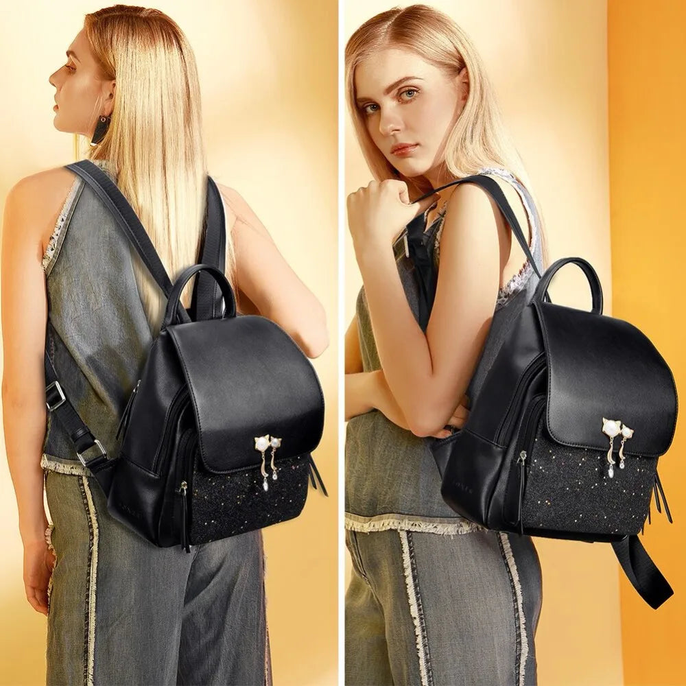 Mochila Feminina Ava | Backpacks | Preto | Costas | Vivièn
