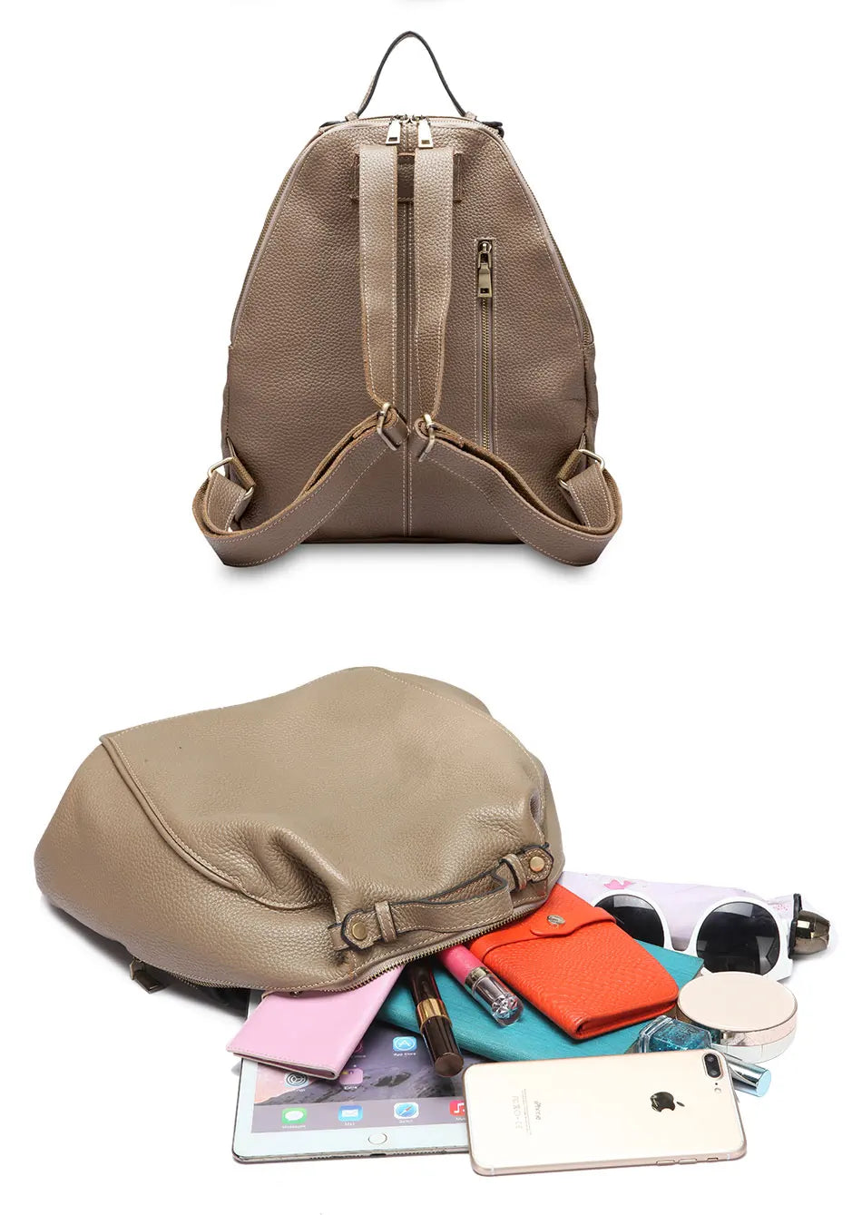 Mochila Feminina Elegante de Couro Genuíno Sofia