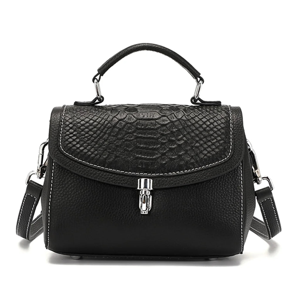 Bolsa de Ombro e Transversal de Couro Croco