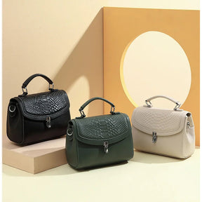 Bolsa de Ombro e Transversal de Couro Croco