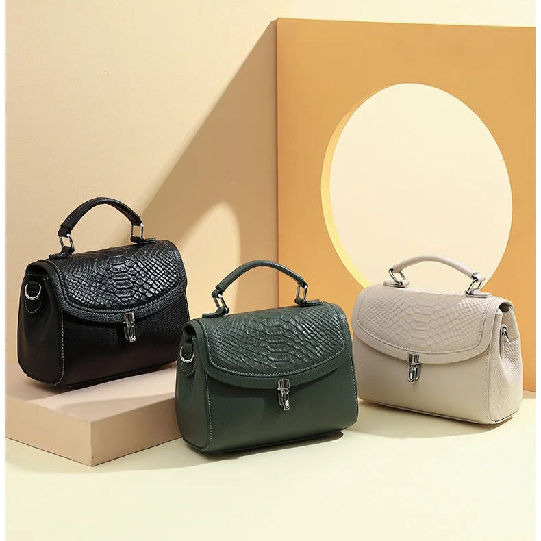 Bolsa de Ombro e Transversal de Couro Croco