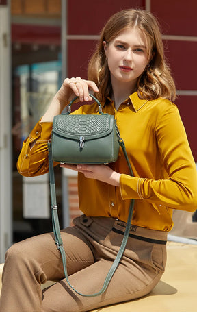 Bolsa de Ombro e Transversal de Couro Croco