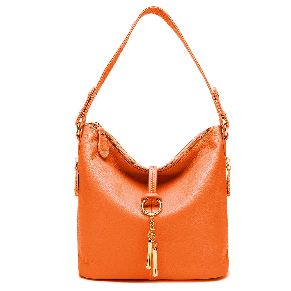 Bolsa de Ombro de Couro Genuíno Camille