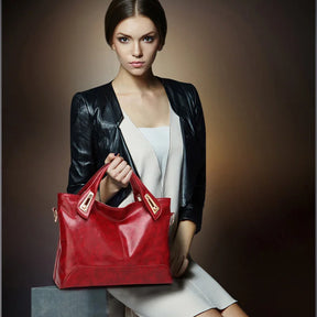 Bolsa de Ombro de Couro Genuíno Fanny