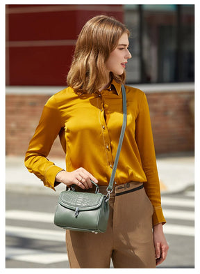 Bolsa de Ombro e Transversal de Couro Croco