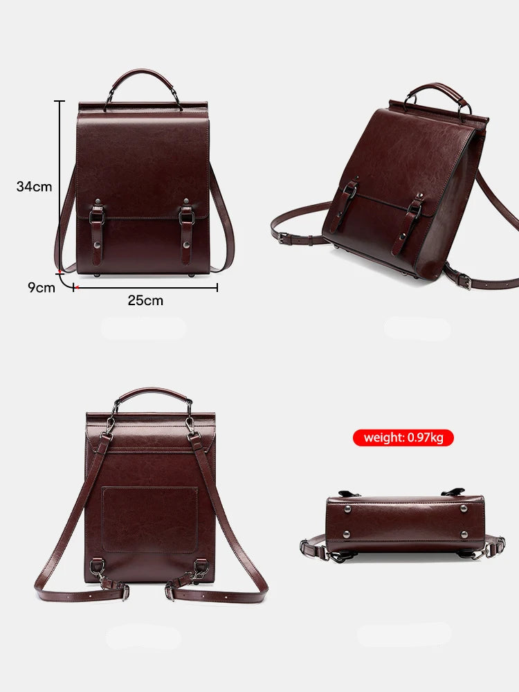 Mochila Feminina Retro de Couro Celene