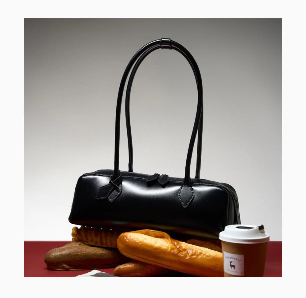 Bolsa Baguete de Couro Genuíno Eloise