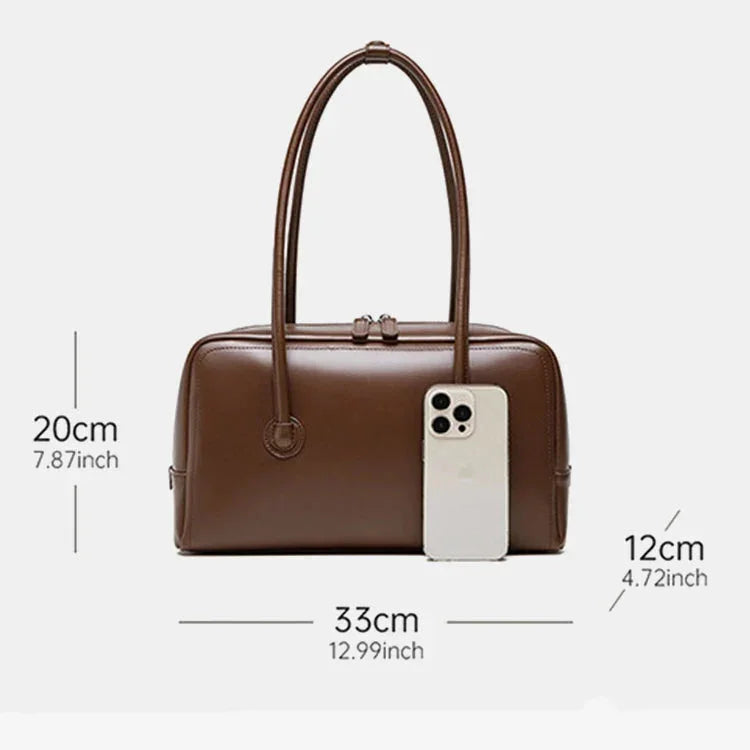 Bolsa de Ombro de Couro Genuíno Boston