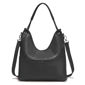 Bolsa de Ombro de Couro Genuíno Celeste