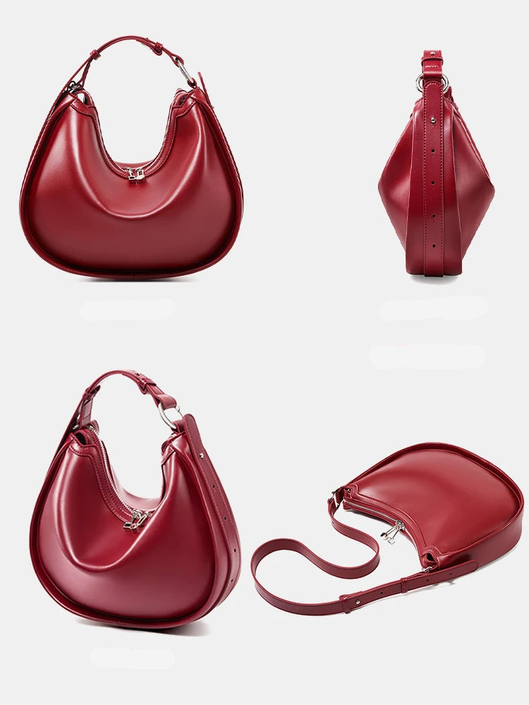 Bolsa Hobo de Couro Genuíno Valentina